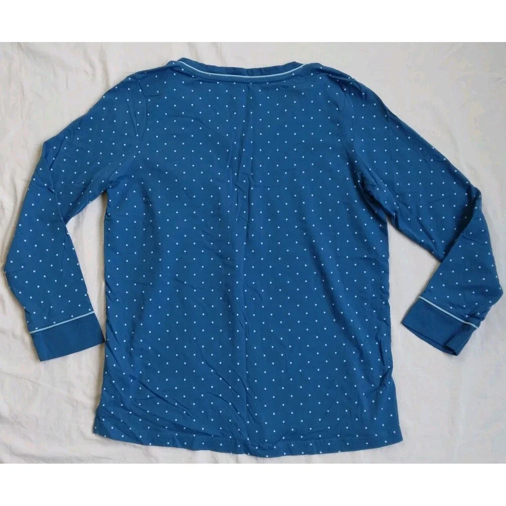Pajamagram Set Blue Polka Dots Long Sleeve PJs 100% Cotton Women's Size Large